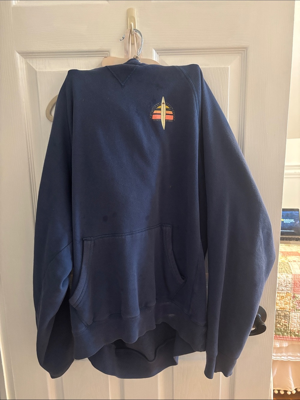 Women's Navy Pullover Hoodie with Surf Logo